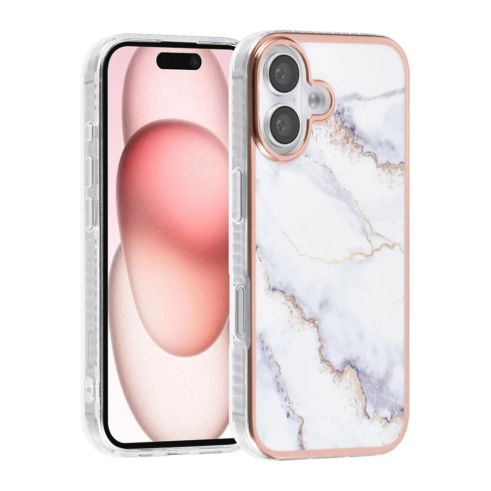 Tuniq iPhone 16 Silicone Θήκη Σιλικόνης - Marble / White