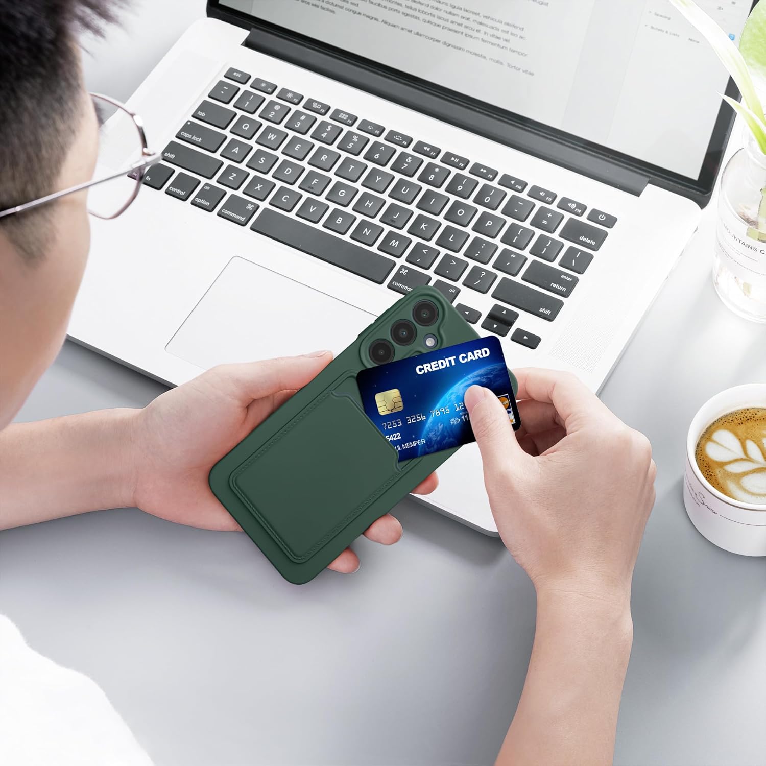 KW Samsung Galaxy A16 4G / A16 5G Θήκη Σιλικόνης TPU με Υποδοχή για Κάρτα - Dark Green