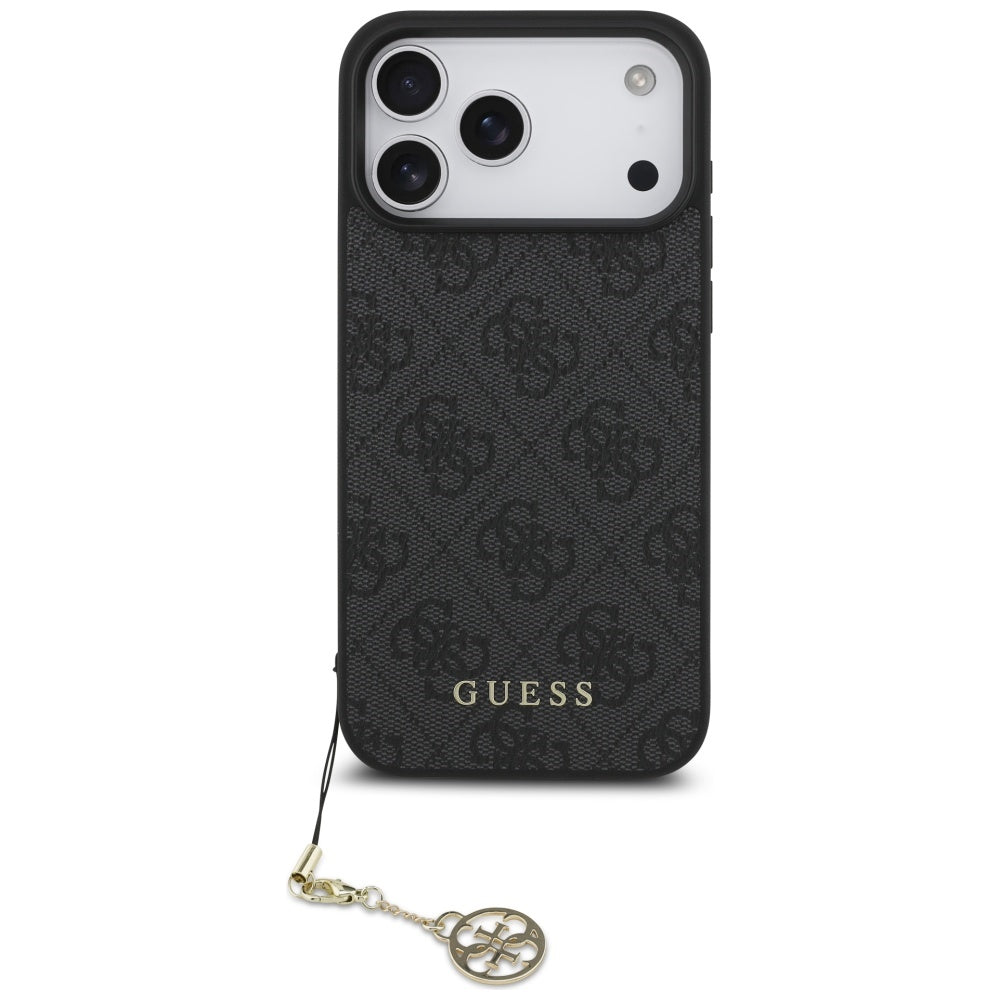 Guess iPhone 17 Pro Max - 4G Charms Collection MagSafe - Θήκη με Επένδυση Συνθετικού Δέρματος - Black - GUHMP17XGF4GCK