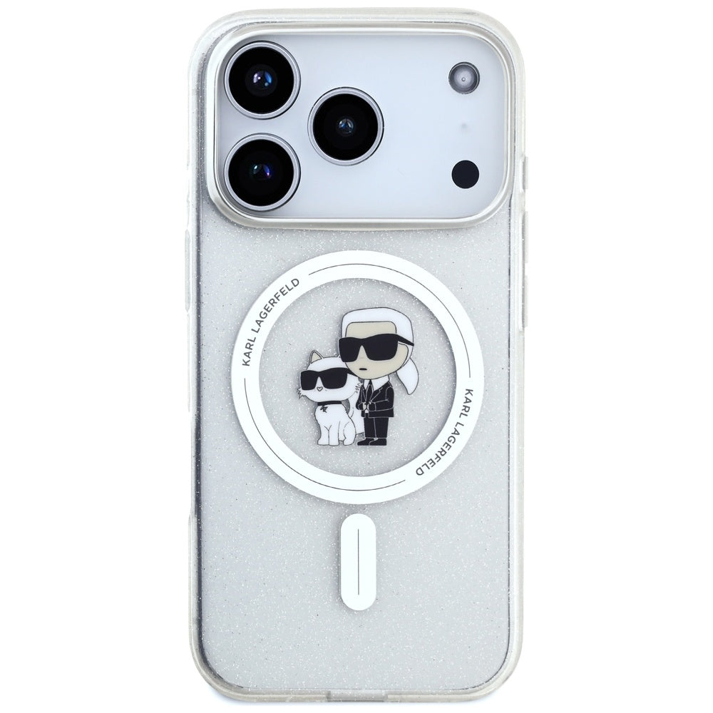 Karl Lagerfeld iPhone 17 Pro - IML Karl Choupette Glitter MagSafe - Σκληρή Θήκη με Πλαίσιο Σιλικόνης - Clear - KLHMP17LHGKCNOT