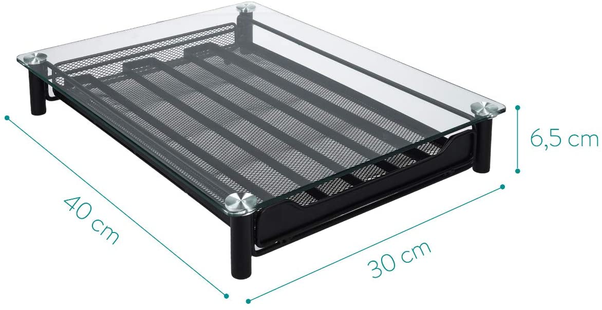 Navaris Γυάλινο Συρτάρι για Κάψουλες Nespresso / Βάση για Καφετιέρα - Black - 51112.01