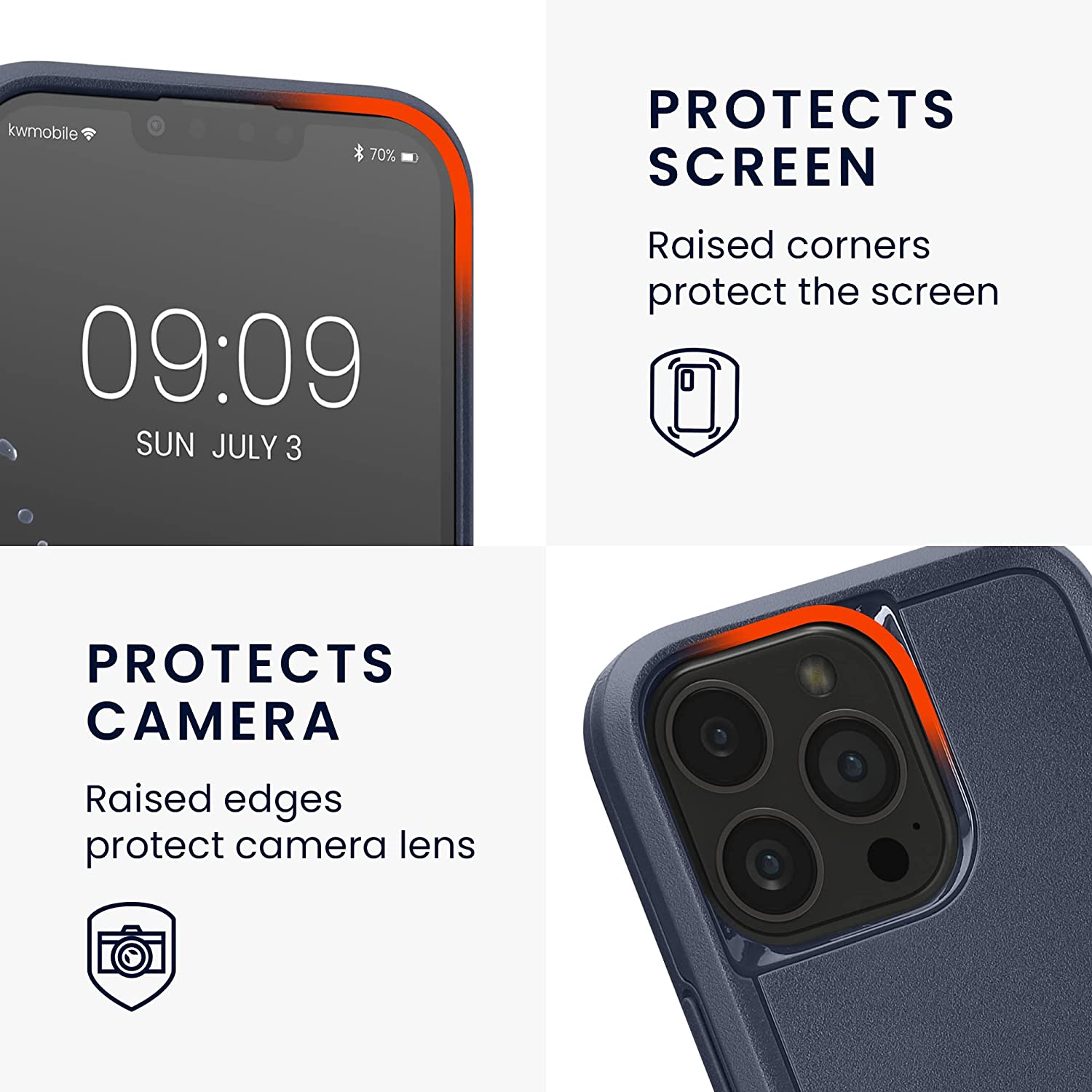 KW iPhone 13 Pro Shockproof Hybrid Σκληρή Θήκη με Πλαίσιο Σιλικόνης TPU - Dark Blue - 59199.17