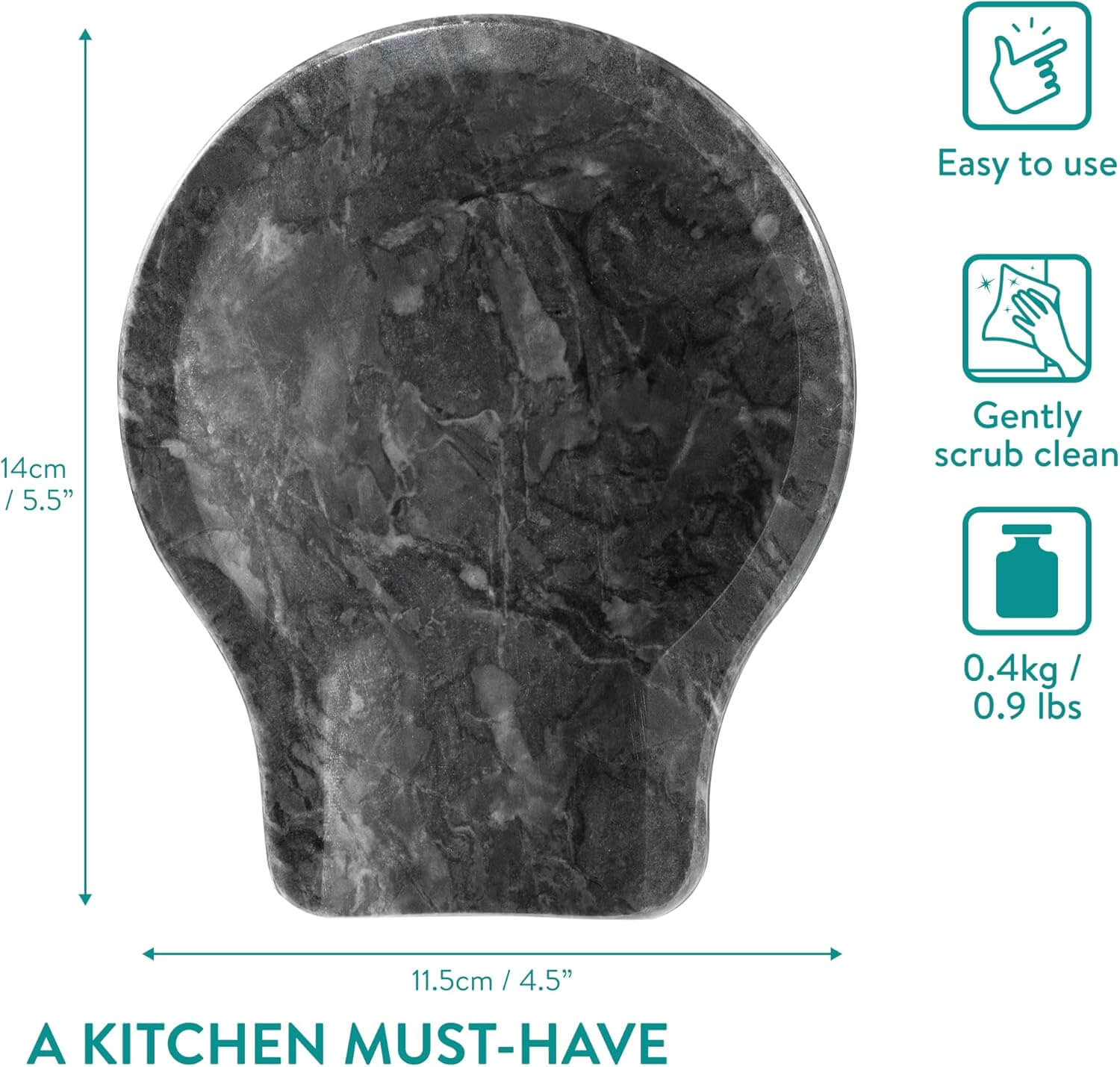 Navaris Σετ με 2 Μαρμάρινες Βάσεις Κουτάλας - Charcoal Black - 61947.02