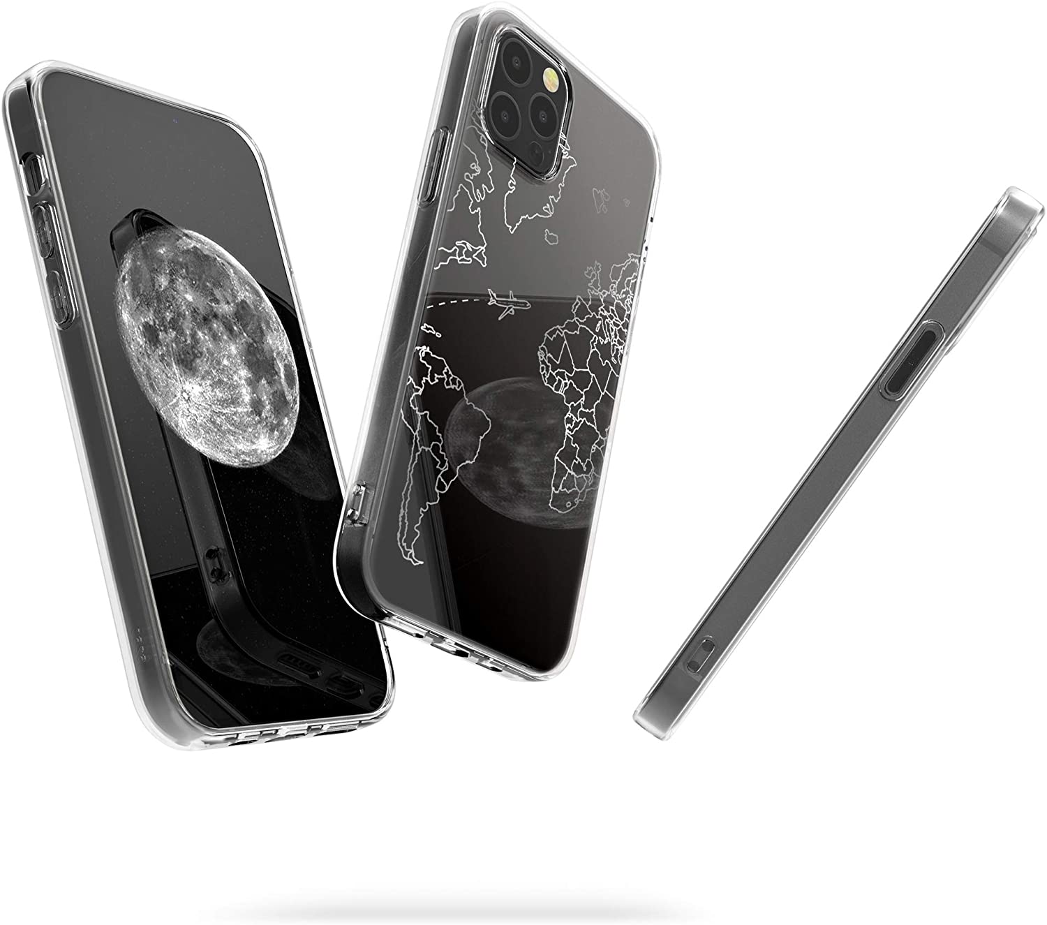 KW iPhone 12 Pro Max Θήκη Σιλικόνης TPU Design Travel and Explore - Διάφανη / Silver - 53037.02