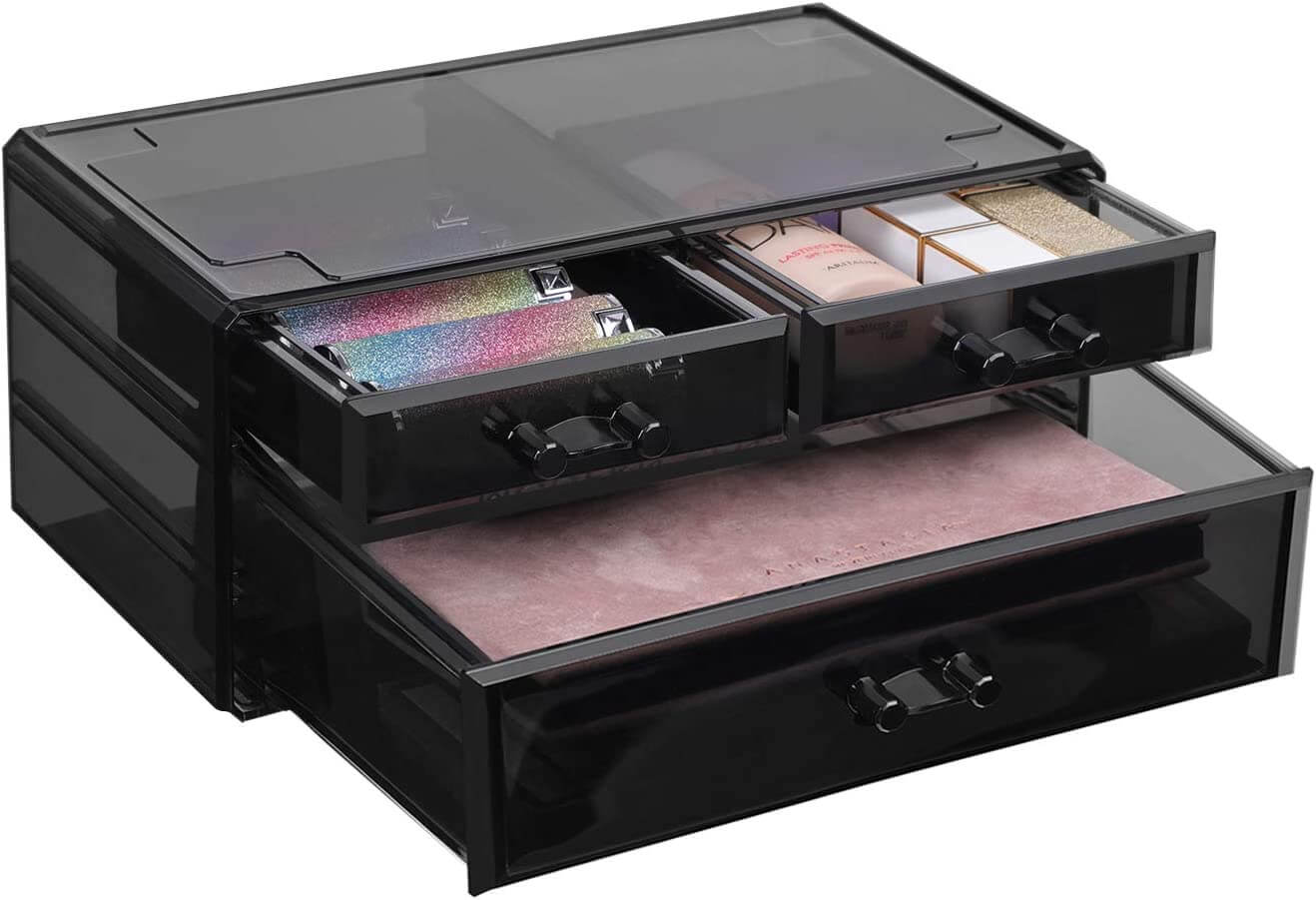 Songmics Ακρυλικός Οργανωτής Καλλυντικών με 6 Συρτάρια - Black / Ημιδιάφανος - JKA009BK
