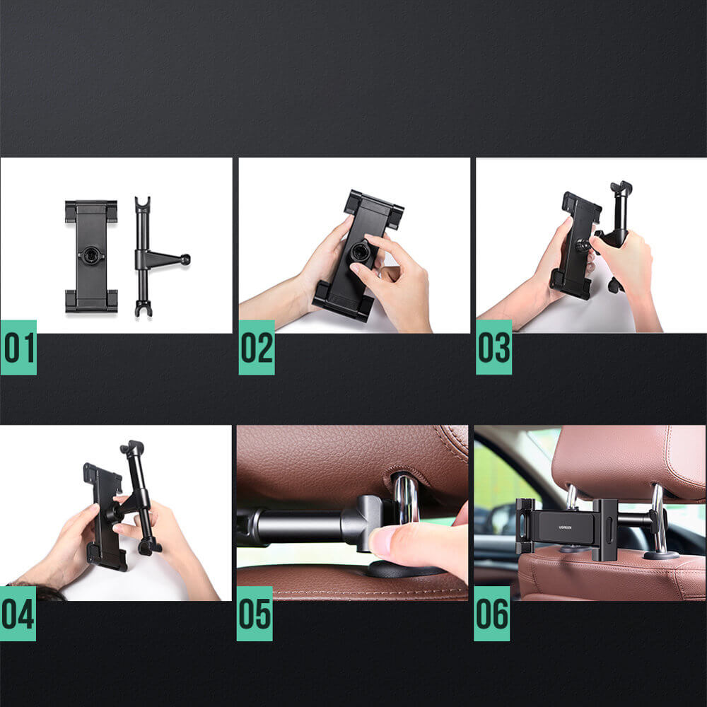 Ugreen LP160 Car Headrest Mount Universal Βάση Αυτοκινήτου για τα Πίσω Καθίσματα - Black