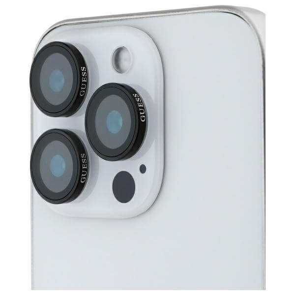 Guess iPhone 16 Pro / iPhone 16 Pro Max Lens Protective Metal Αντιχαρακτικό Γυαλί για την Κάμερα - Black