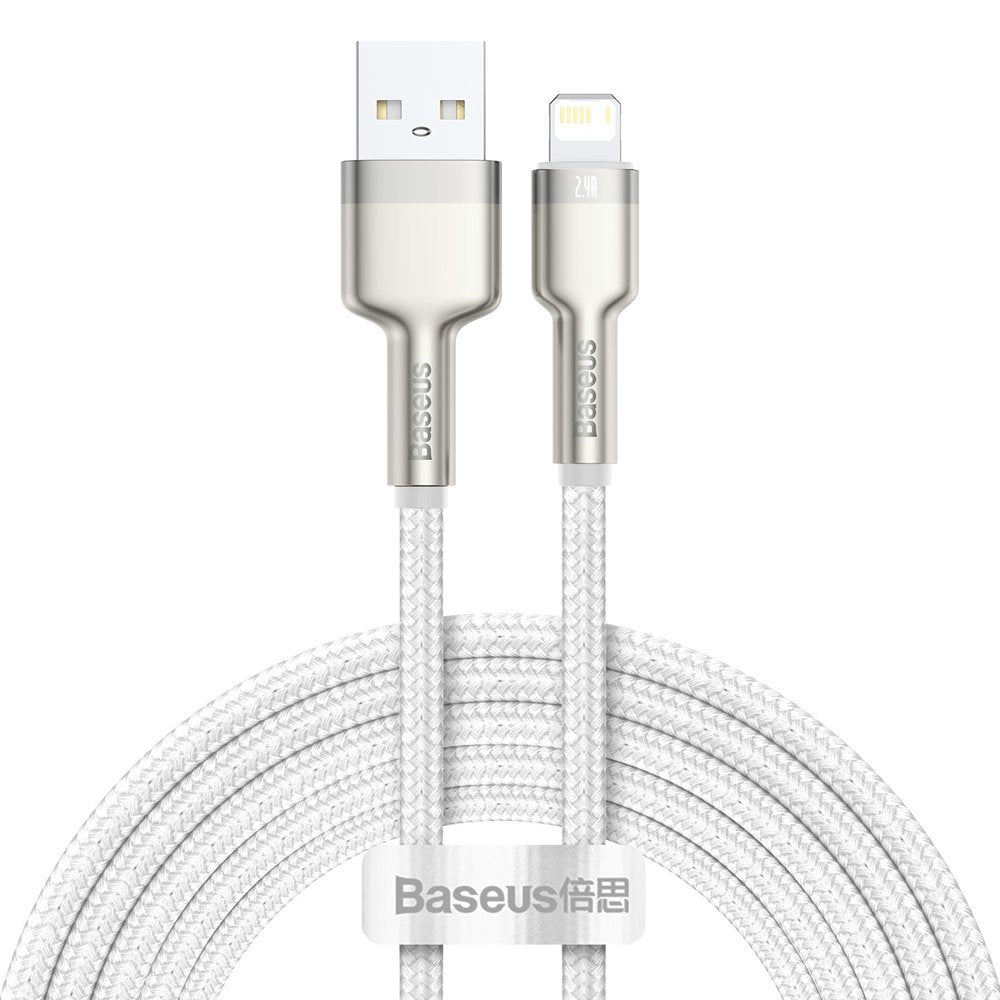 Baseus Cafule Metal Cable Lightning 2.4A - Καλώδιο Δεδομένων και Φόρτισης Lightning 2M - White - CALJK-B02