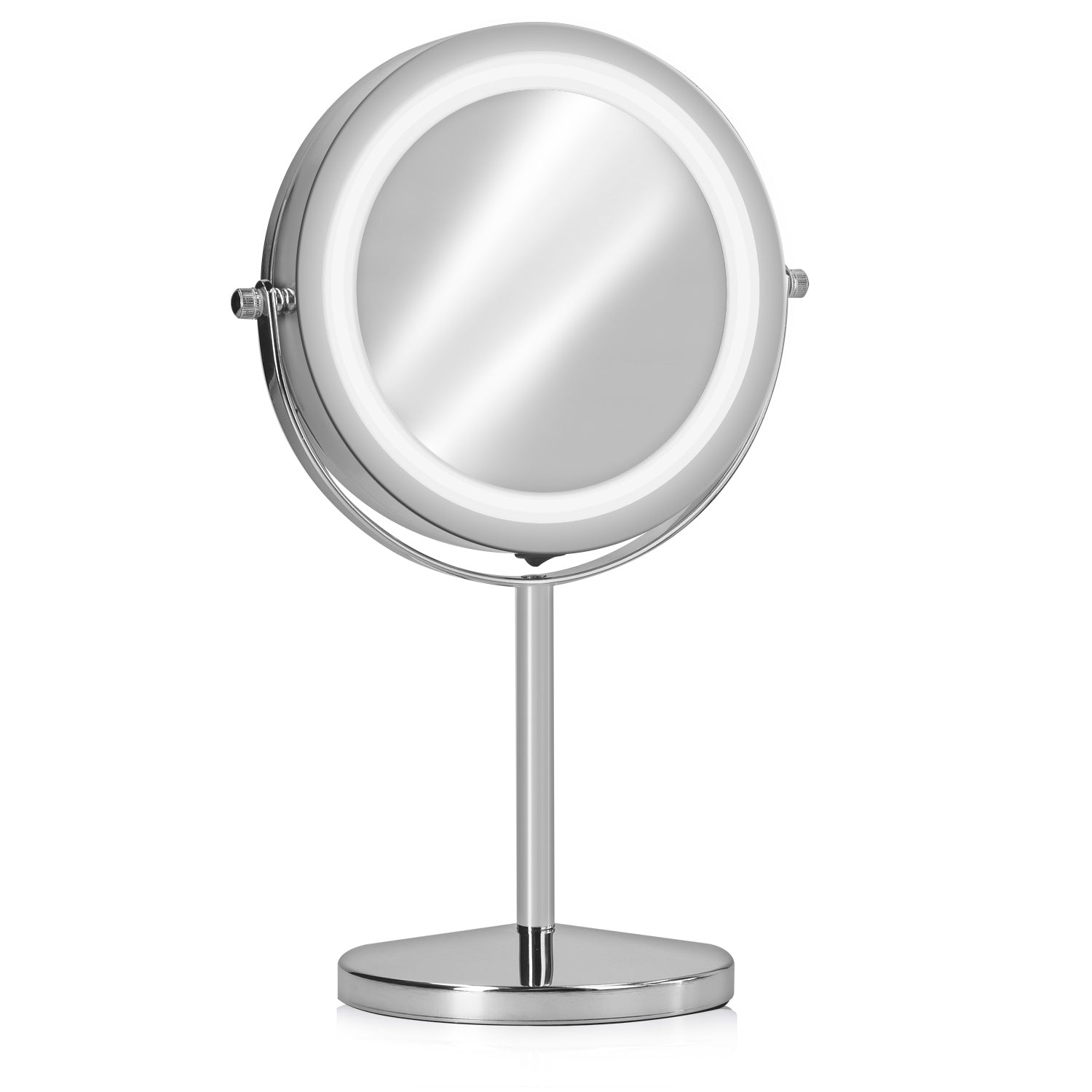 Navaris LED Illuminated Two-Sided Vanity Makeup Mirror - Περιστρεφόμενος Φωτιζόμενος Καθρέπτης LED - Silver - 43104