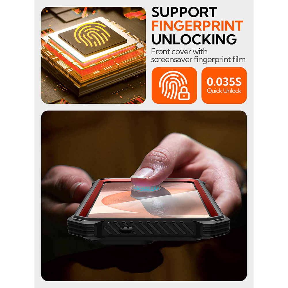 Supcase Samsung Galaxy S25 Plus Armorbox Magsafe Σκληρή Θήκη με Προστασία Οθόνης και Κάλυμμα Κάμερας / Stand - Metallic Red