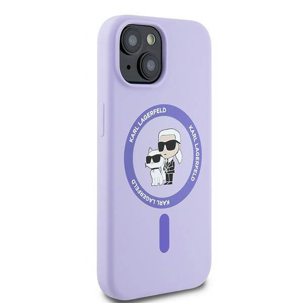 Karl Lagerfeld iPhone 15 - Silicone Karl and Choupette Heads - Θήκη Σιλικόνης με MagSafe - Purple - KLHMP15SSCMKCRHU