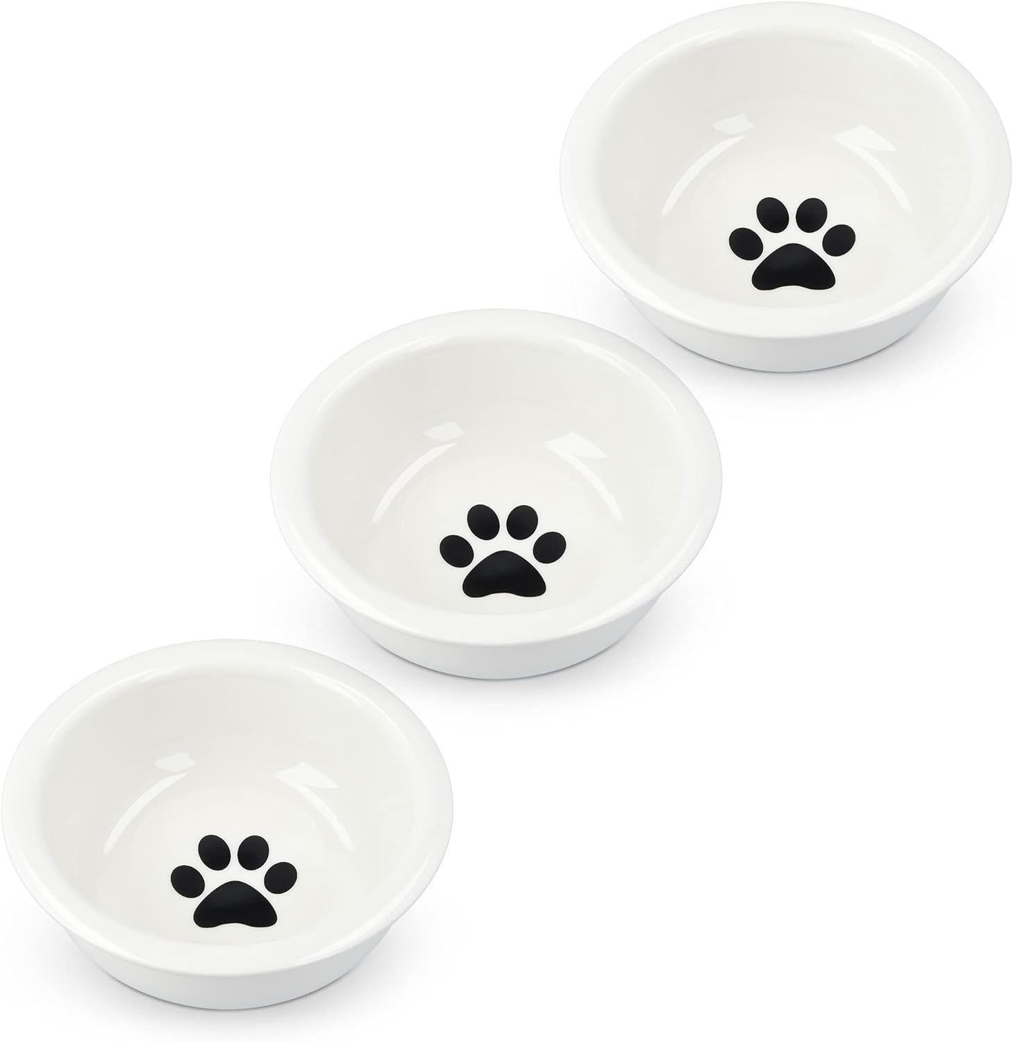 Navaris Cat Bowls - Σετ με 3 Ανταλλακτικά Μπολ Φαγητού και Νερού - 320 ml - White - 51398.05