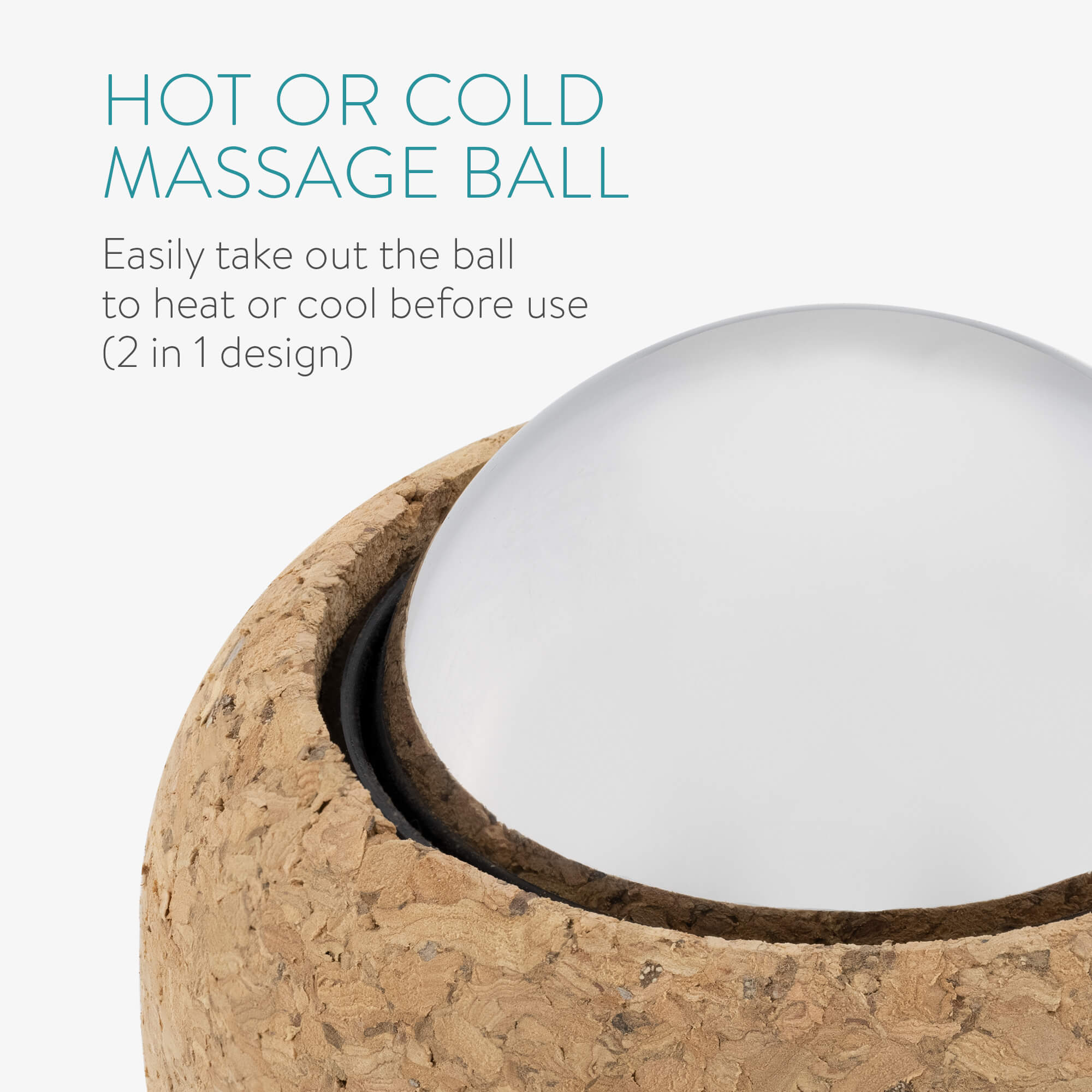 Navaris Μπάλα Μασάζ Κρύο / Ζεστό με Θήκη από Φελλό - Light Brown - 56160.2