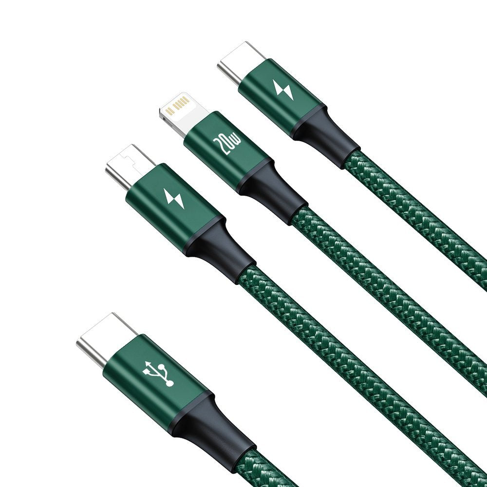 Baseus Rapid 3in1 Καλώδιο Φόρτισης Type-C 20W 1.5m - Micro USB / Lightning / Type-C - Green - CAMLT-SC06