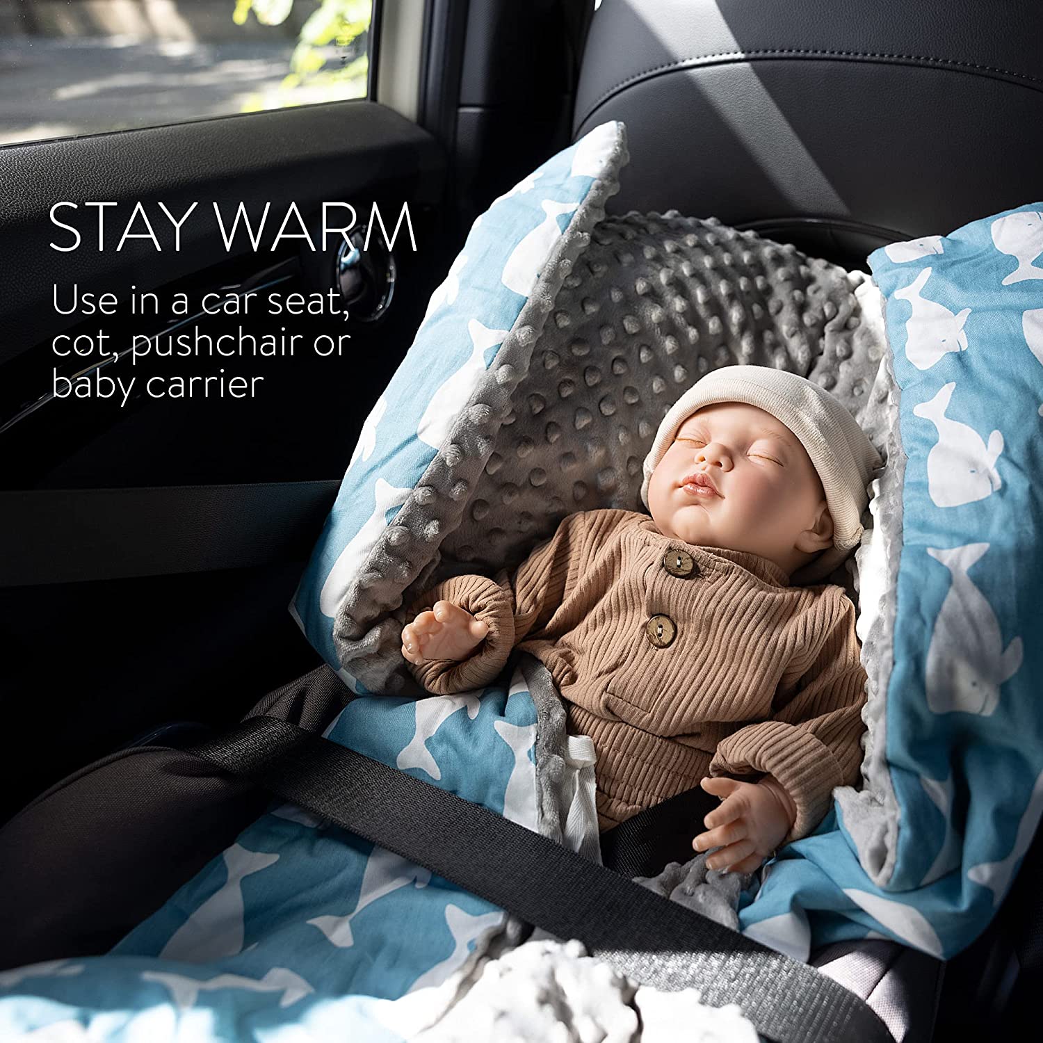 Navaris Κουβέρτα για Παιδικό Κάθισμα Αυτοκινήτου - Design Whale - 51490.02