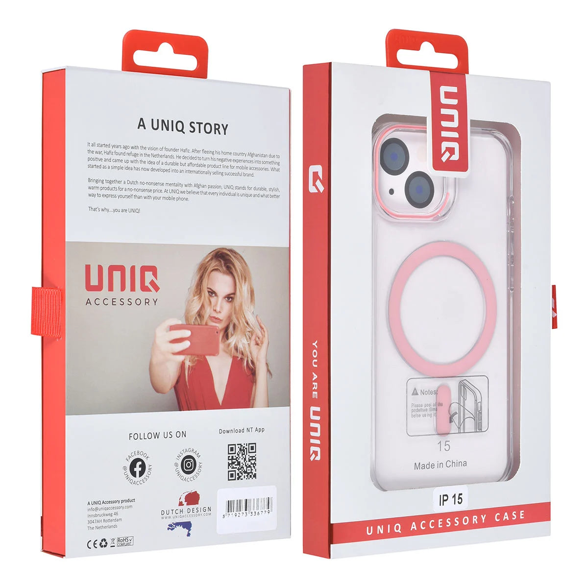 Tuniq iPhone 15 - MagSafe Σκληρή Θήκη με Πλαίσιο Σιλικόνης - Διάφανη / Ροζ