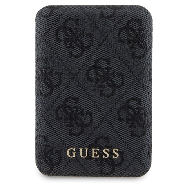 Guess iPhone 15 - 4G Metal Logo Σετ MagSafe Σκληρή Θήκη με Επένδυση Συνθετικού Δέρματος και Powerbank 5000mAh - Black - GUBPM5P15S4GEMGK