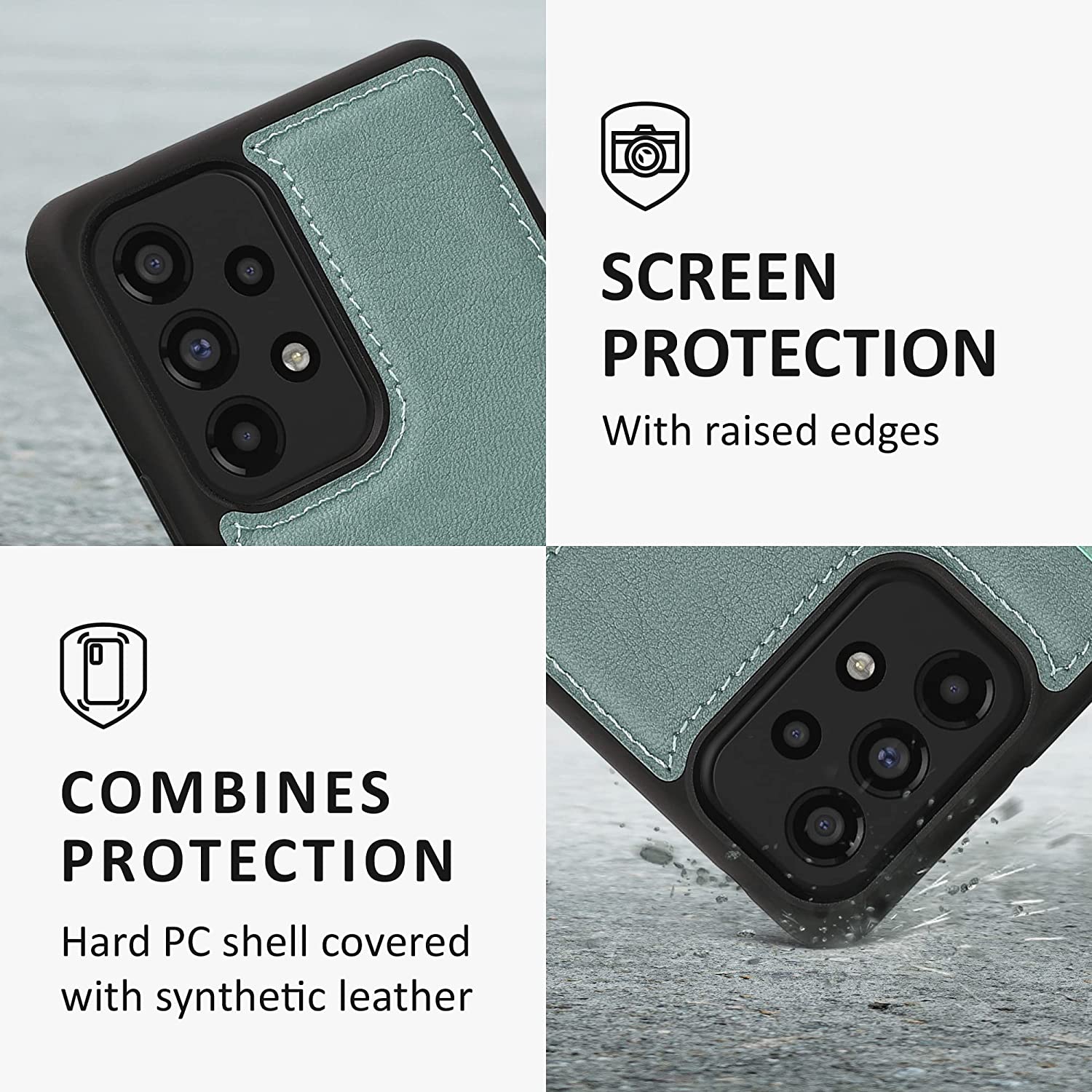 Kalibri Samsung Galaxy A53 5G Θήκη από Συνθετικό Δέρμα με Υποδοχή για Κάρτα - Mint Green / Grey Green - 59489.172