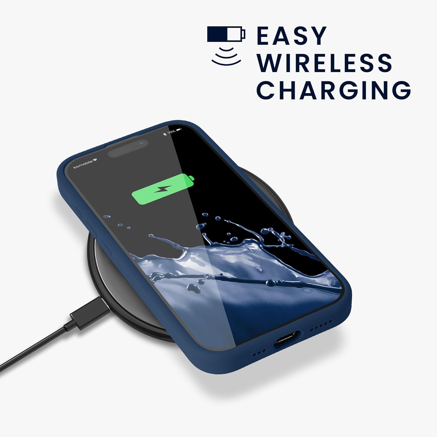 KW iPhone 15 Pro Θήκη Σιλικόνης Rubber TPU με MagSafe - Navy Blue