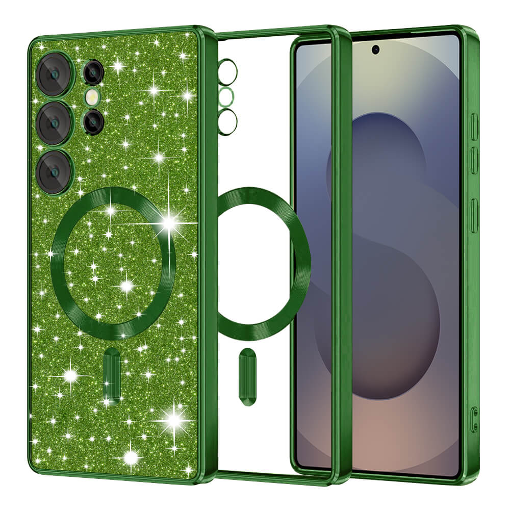 Techsuit Samsung Galaxy S25 Ultra - Luxury Glitter MagSafe - Θήκη Σιλικόνης - Deep Green