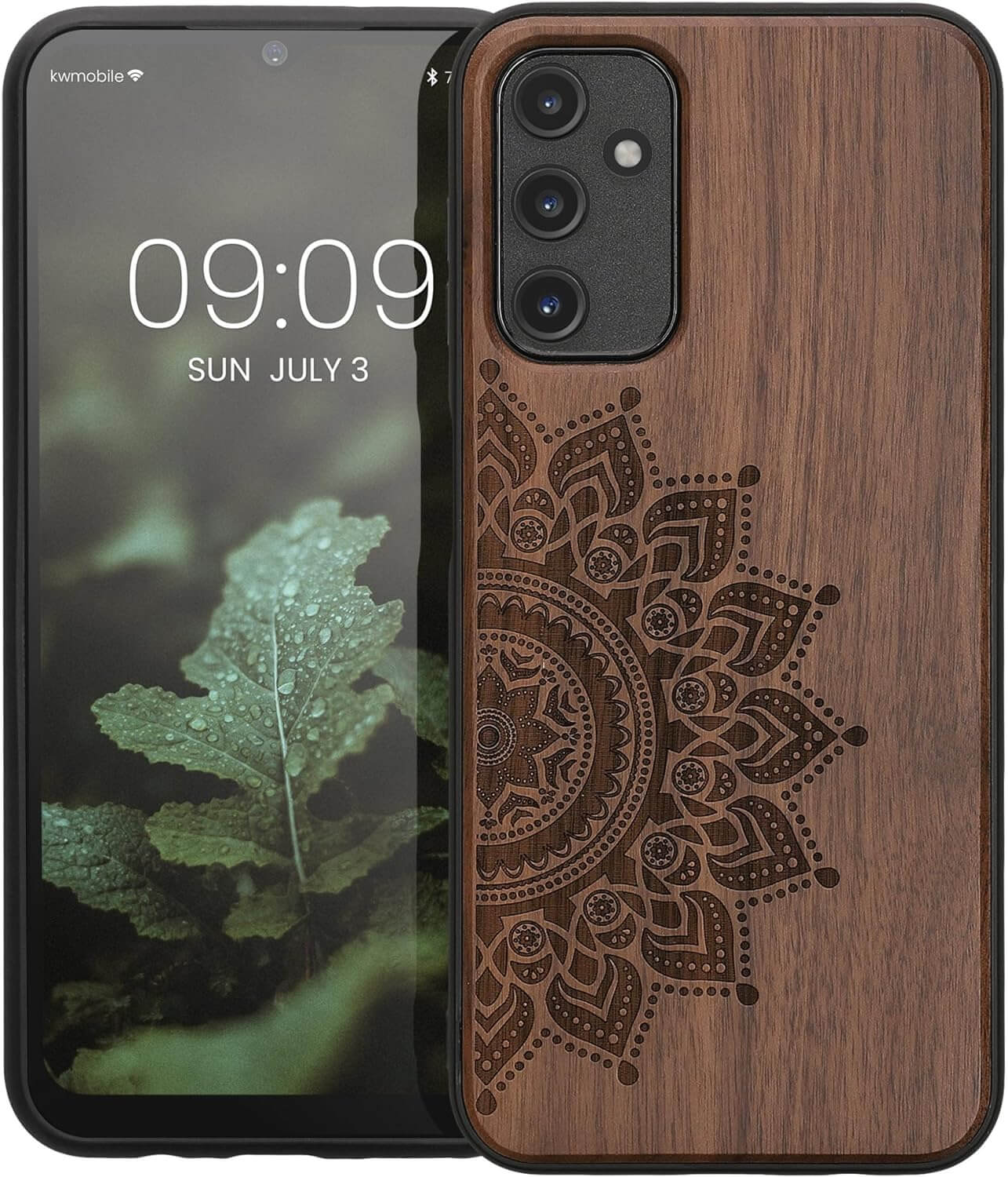 KW Samsung Galaxy A14 5G Θήκη από Φυσικό Ξύλο - Design Rising Sun - Dark Brown - 60817.02