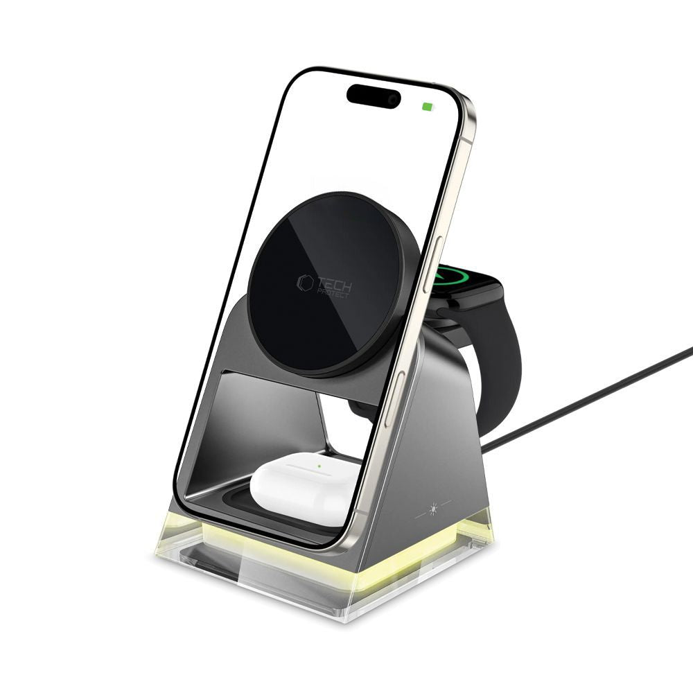 Tech-Protect QI15W-A43 3in1 Ασύρματος Μαγνητικός Φορτιστής MagSafe - Black