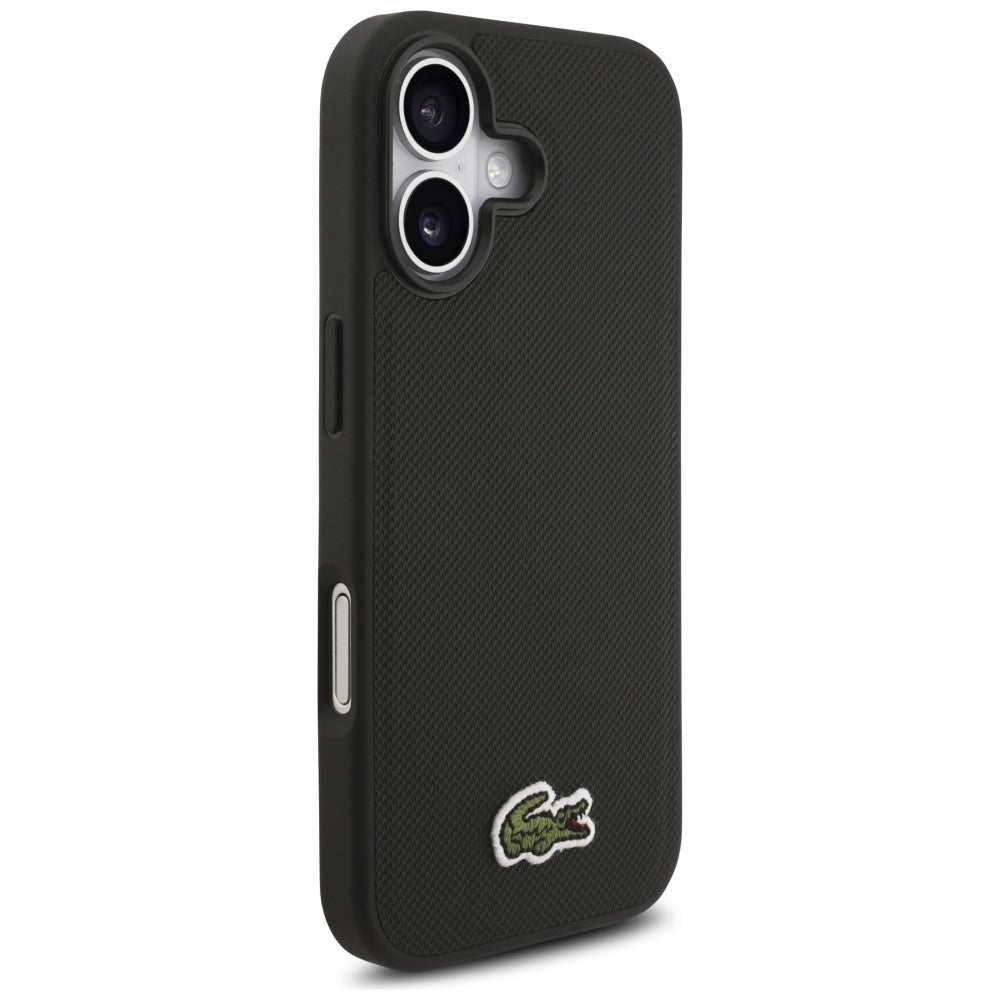 Lacoste iPhone 17 - Iconic Petit Pique Woven Logo MagSafe - Σκληρή Θήκη με Πλαίσιο Σιλικόνης - Black