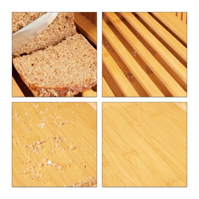 Relaxdays Ξύλο Κοπής Ψωμιού με Συλλέκτη για τα Ψίχουλα - Natural - 4052025274863