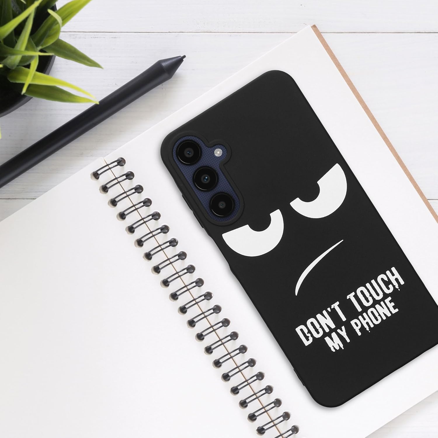 KW Samsung Galaxy A25 5G Λεπτή Θήκη Σιλικόνης TPU - Design Don't Touch My Phone - Black / White