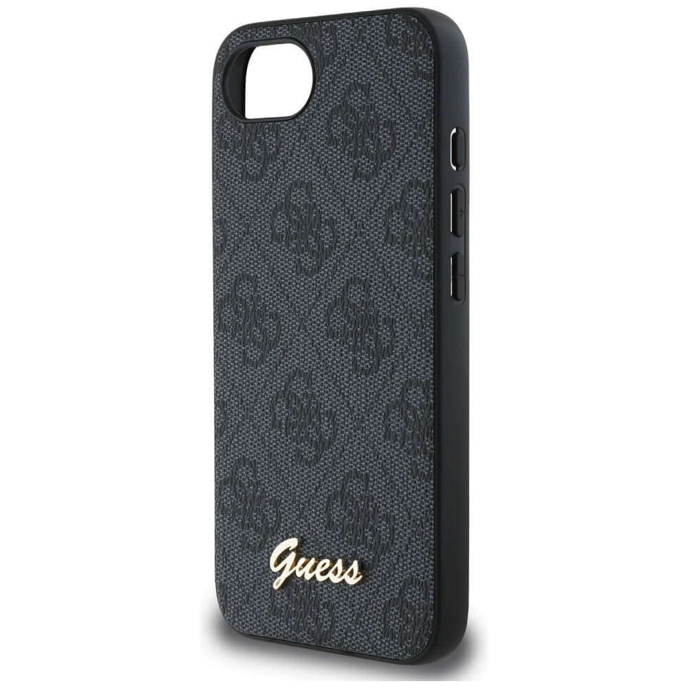 Guess iPhone 16e - 4G Script Logo - Θήκη με Επένδυση Συνθετικού Δέρματος - Black - GUHMPSE4HG4SHK