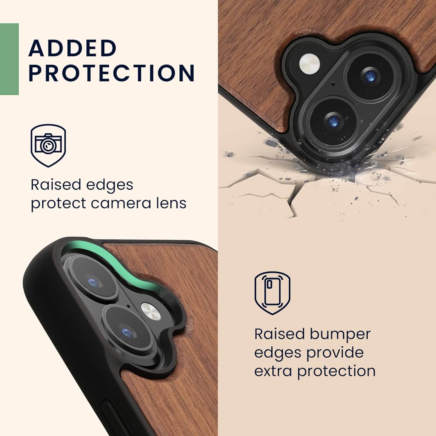 KW iPhone 16 Θήκη από Φυσικό Ξύλο - Design Vintage Compass - Dark Brown