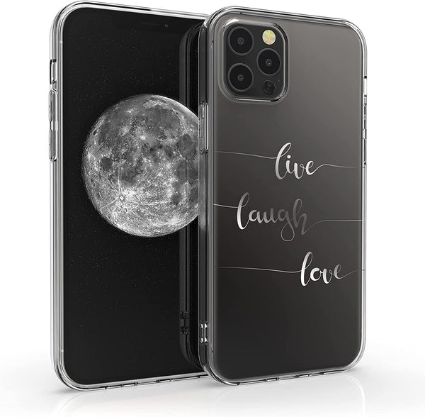 KW iPhone 12 Pro Max Θήκη Σιλικόνης TPU Design Live Laugh Love - Silver / Διάφανη - 53037.08 - likebrands.gr
