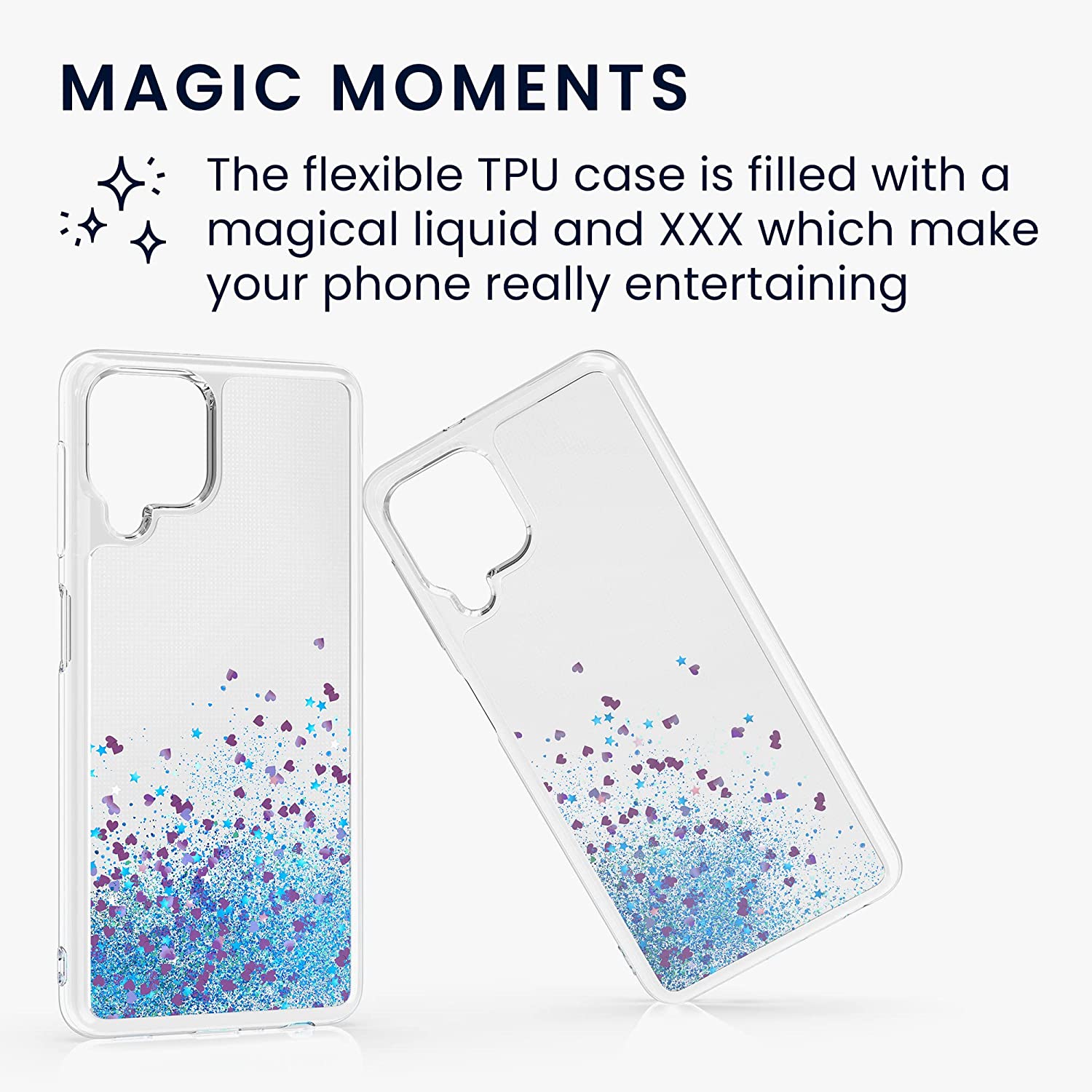 KW Samsung Galaxy A22 4G Θήκη Σιλικόνης TPU - Design Snowglobe Stars - Light Blue - Διάφανη - 56640.01