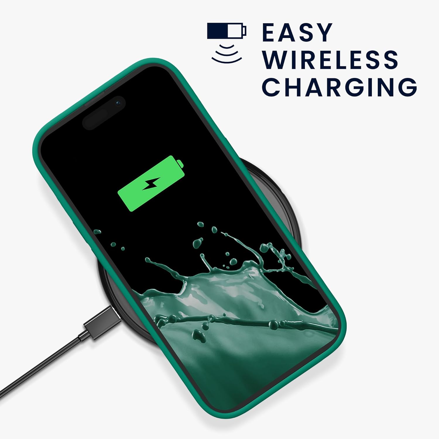 KW iPhone 15 Pro Θήκη Σιλικόνης Rubberized TPU - Emerald Green