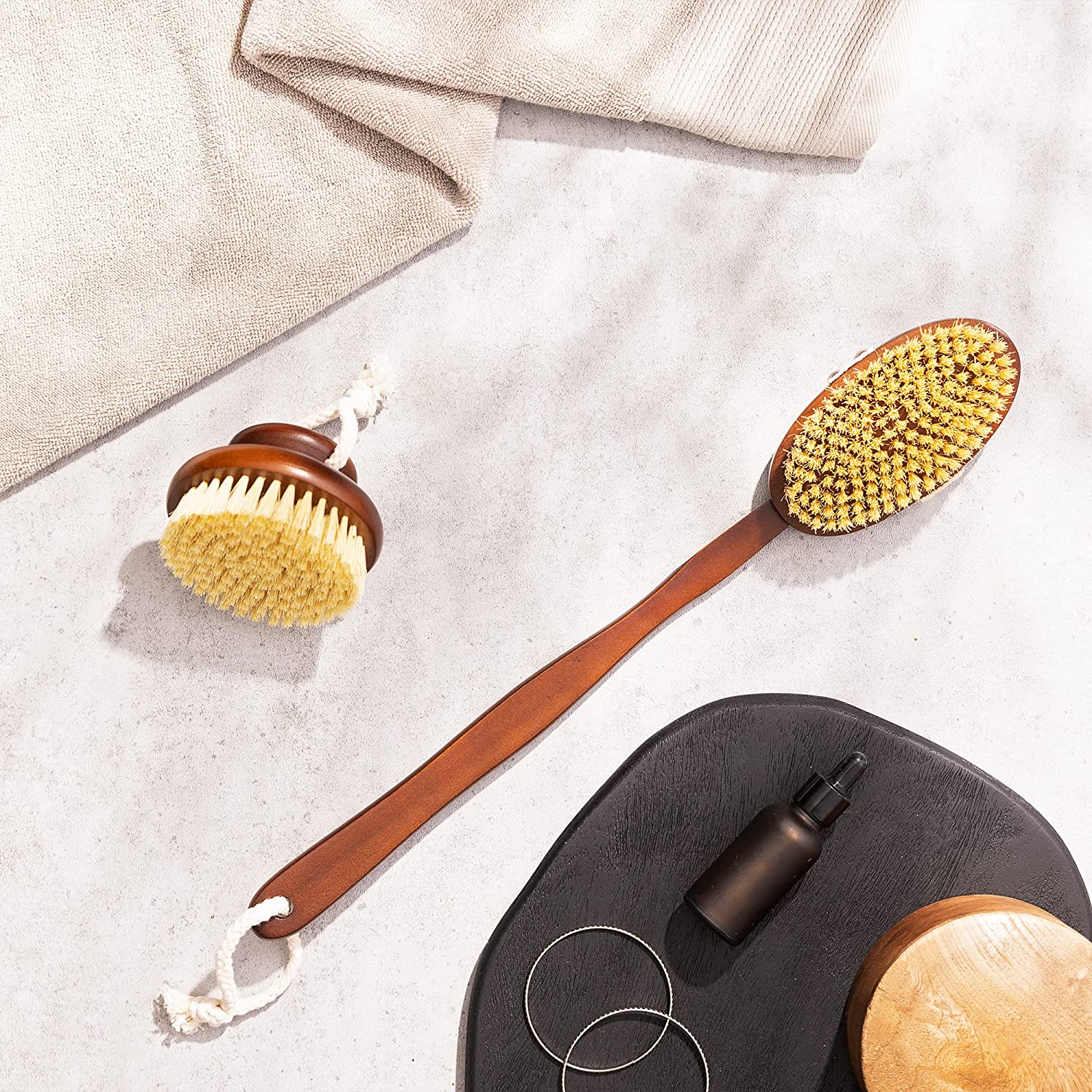 Navaris Σετ με 2 Ξύλινες Βούρτσες Απολέπισης Σώματος - Brown - 58401.01