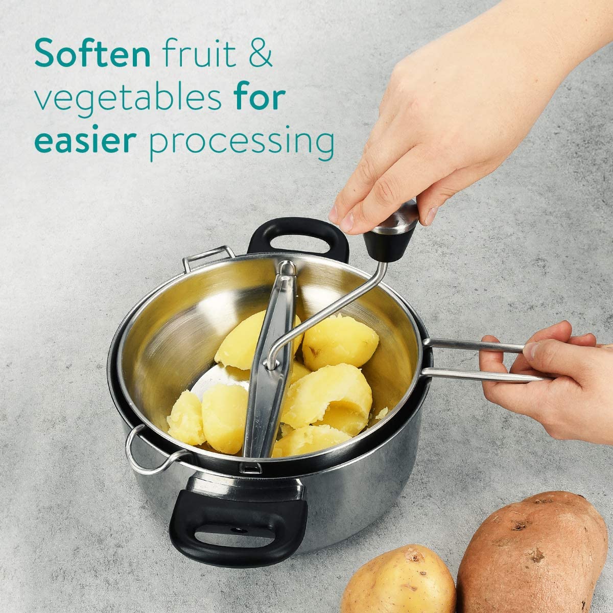 Navaris Μύλος Λαχανικών Χειρός από Ανοξείδωτο Ατσάλι με 3 Δίσκους Αλέσματος - Silver - 47369.01