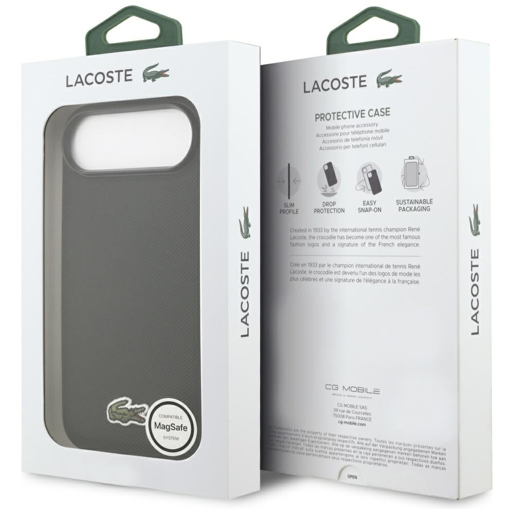 Lacoste iPhone Air - Iconic Petit Pique Woven Logo MagSafe - Σκληρή Θήκη με Πλαίσιο Σιλικόνης - Black