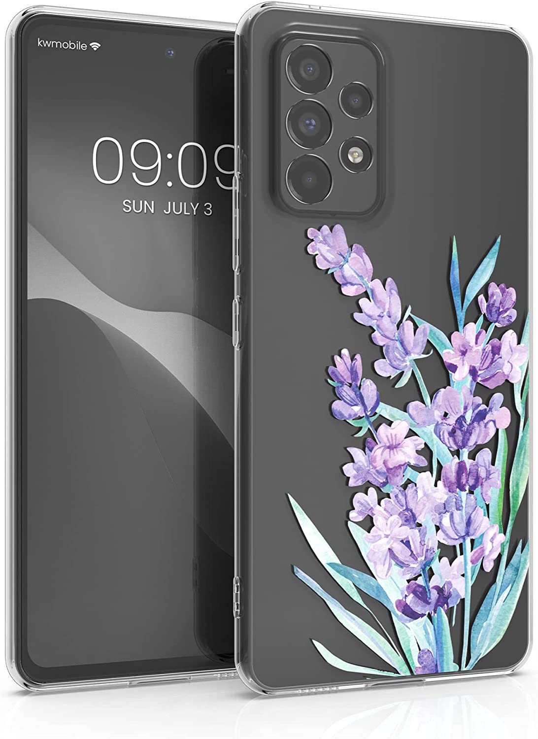 KW Samsung Galaxy A53 5G Θήκη Σιλικόνης TPU Design Lavender - Violet / Turquoise - Διάφανη - 58384.04