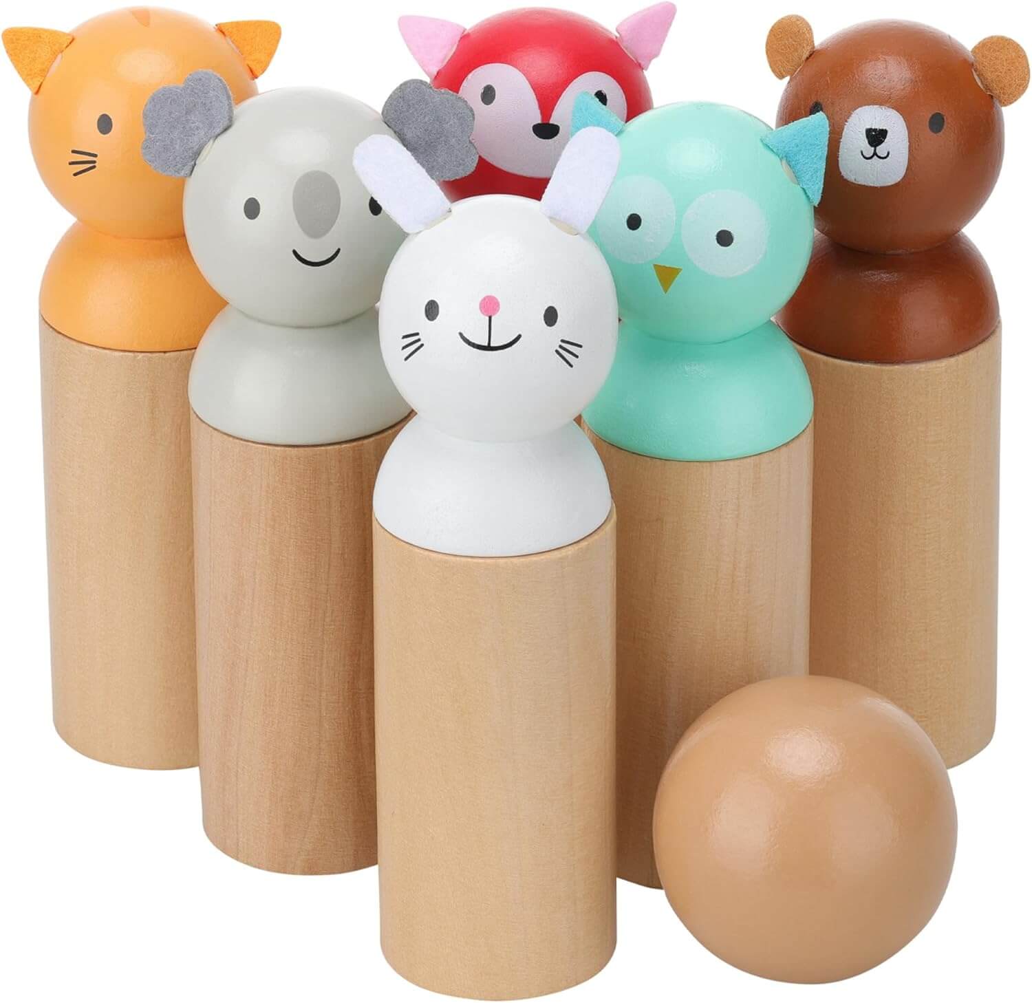 Navaris Ξύλινο Παιχνίδι Μπόουλινγκ για Παιδιά - Brown / Multicolor