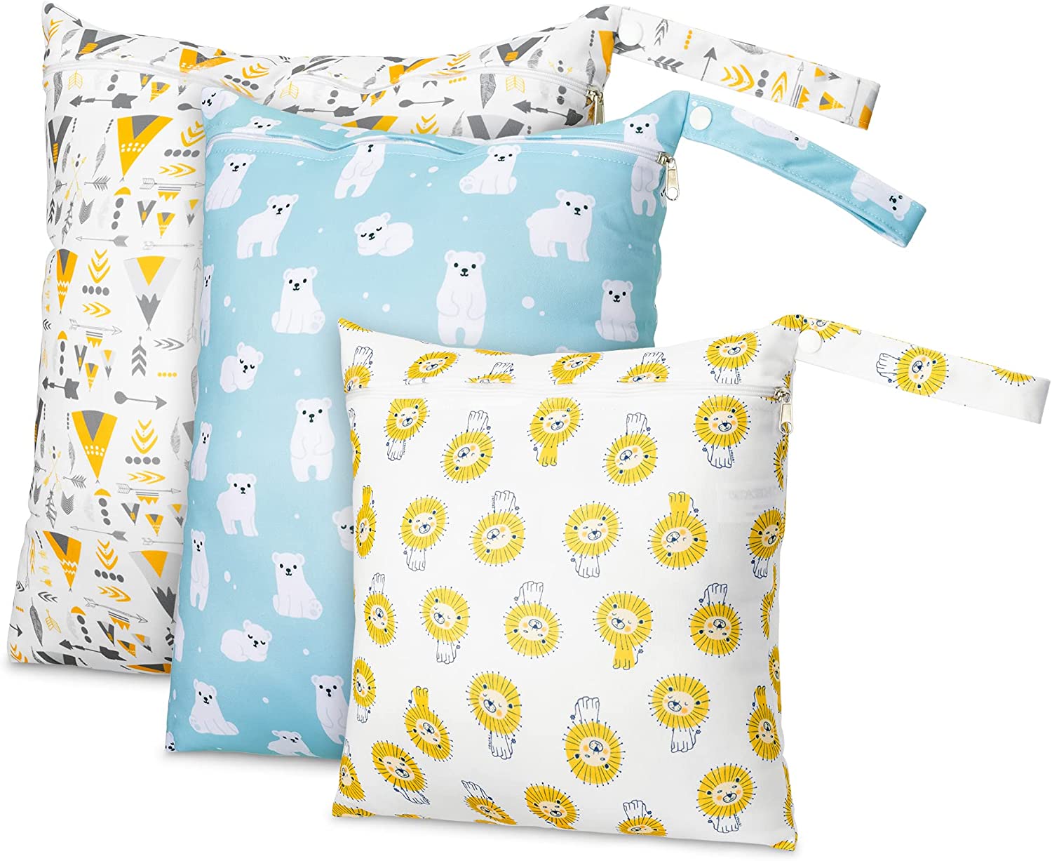 Navaris Σετ με 3 Τσάντες Αποθήκευσης για Πάνες - Design 2 - White / Blue / Orange - 56718.02