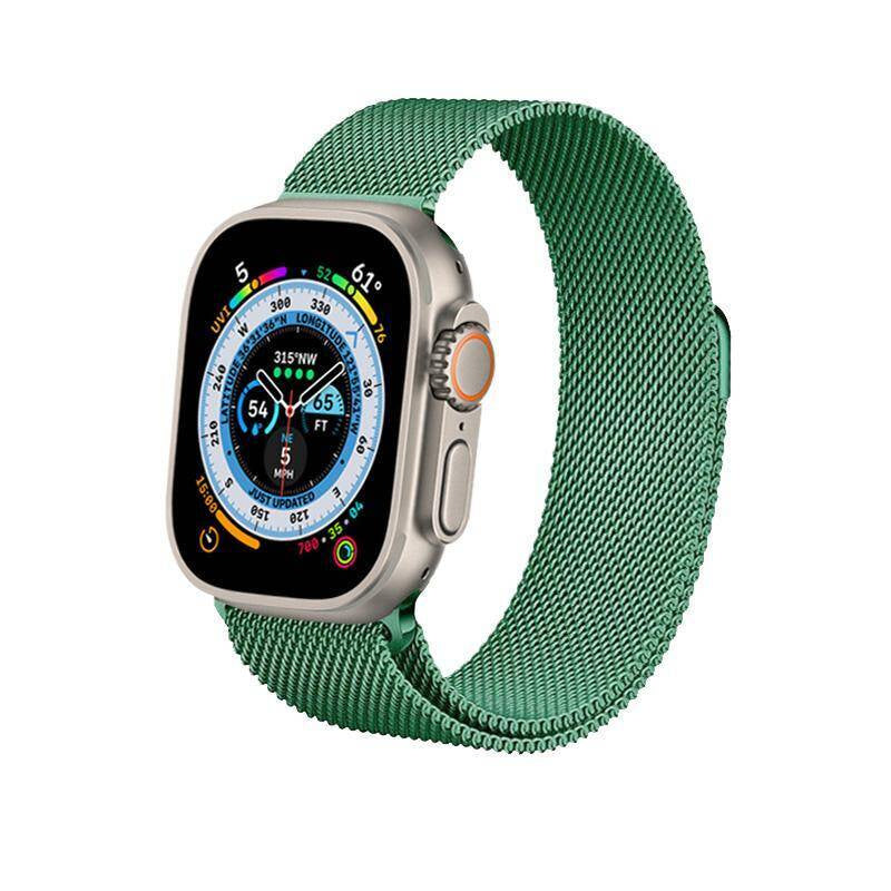 Crong Λουράκι Apple Watch 4/5/6/7/8/9/10/11 - SE (1/2/3) - ULTRA (1/2/3) - 44/45/46/49mm από Ανοξείδωτο Ατσάλι - Milano Steel - Green