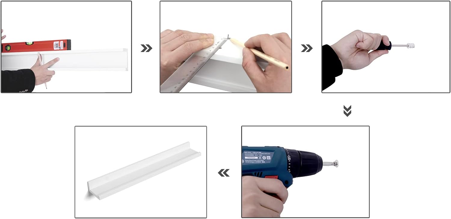 Songmics Σετ 2 Ράφια Τοίχου - ‎60 x 10 cm - White - LWS60WT