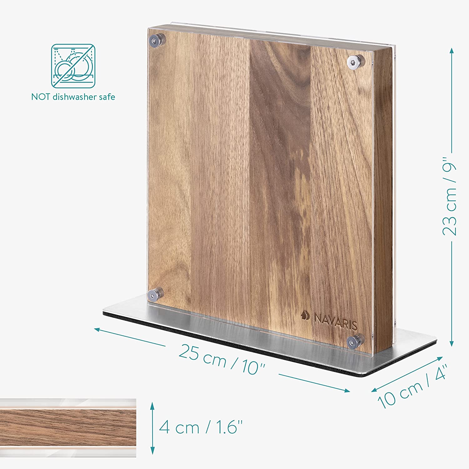 Navaris Μαγνητική Ξύλινη Βάση Μαχαιριών Διπλής Όψεως - Acacia - 50416.025.05