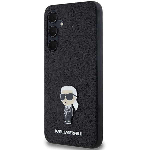Karl Lagerfeld Samsung Galaxy A55 5G - Fixed Glitter Ikonik Logo Metal Pin - Σκληρή Θήκη με Πλαίσιο Σιλικόνης - Black - KLHCSA55GKNPSK