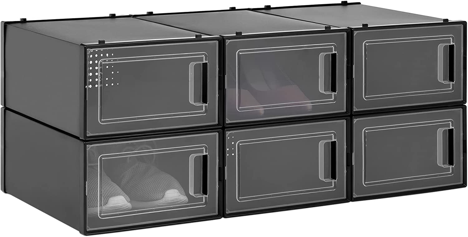 Navaris Σετ με 6 Κουτιά Αποθήκευσης Υποδημάτων - Black - 49045.06.01