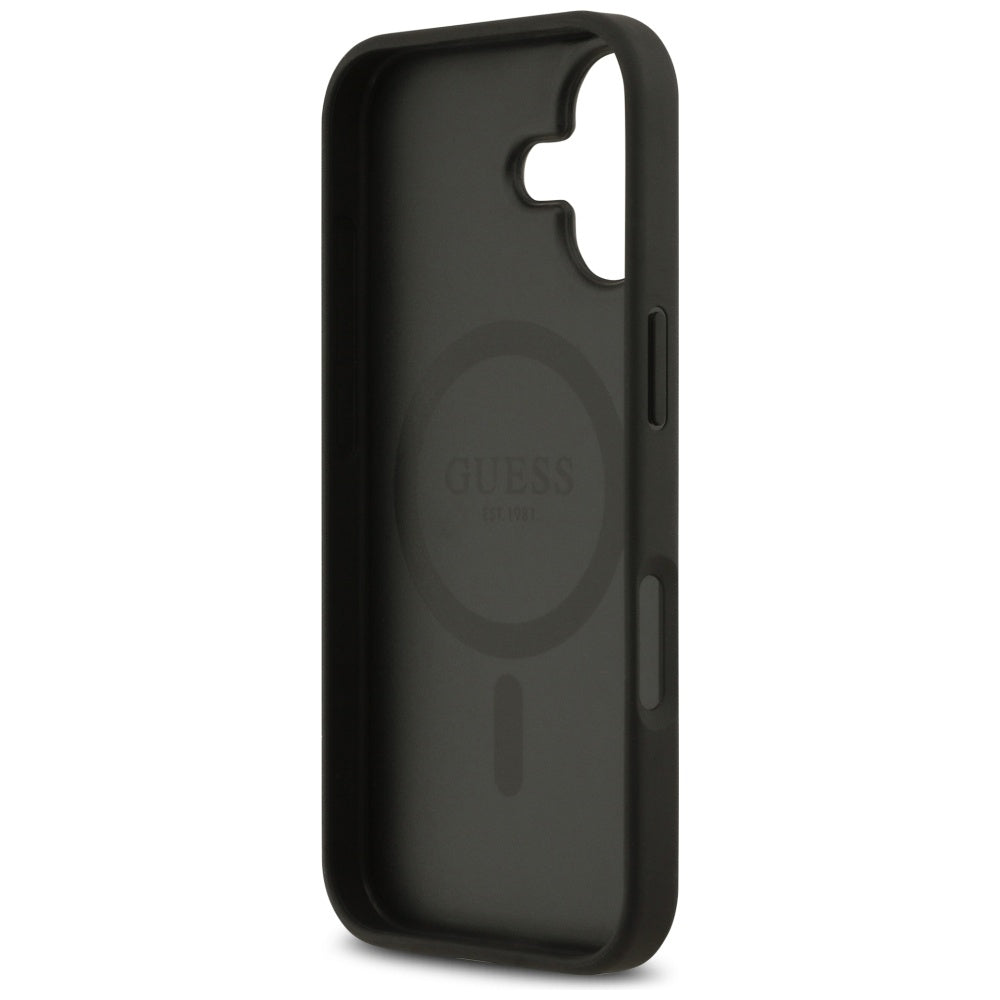 Guess iPhone 17 - 4G Circle Classic Logo MagSafe - Θήκη με Επένδυση Συνθετικού Δέρματος - Black - GUHMP17SP4PGRSGK