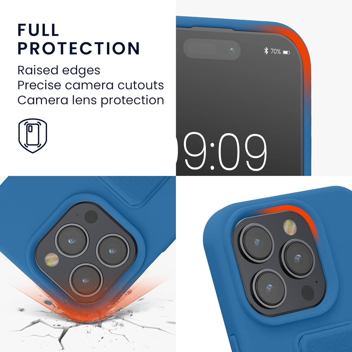 KW iPhone 15 Pro Θήκη Σιλικόνης TPU με Finger Holder - Caribbean Blue