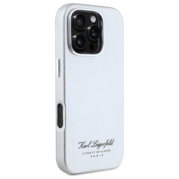 Karl Lagerfeld iPhone 16 Pro Max - FW Hotel RSG Σκληρή Θήκη με Επένδυση Συνθετικού Δέρματος - Grey - KLHCP16XPGWCMKHG
