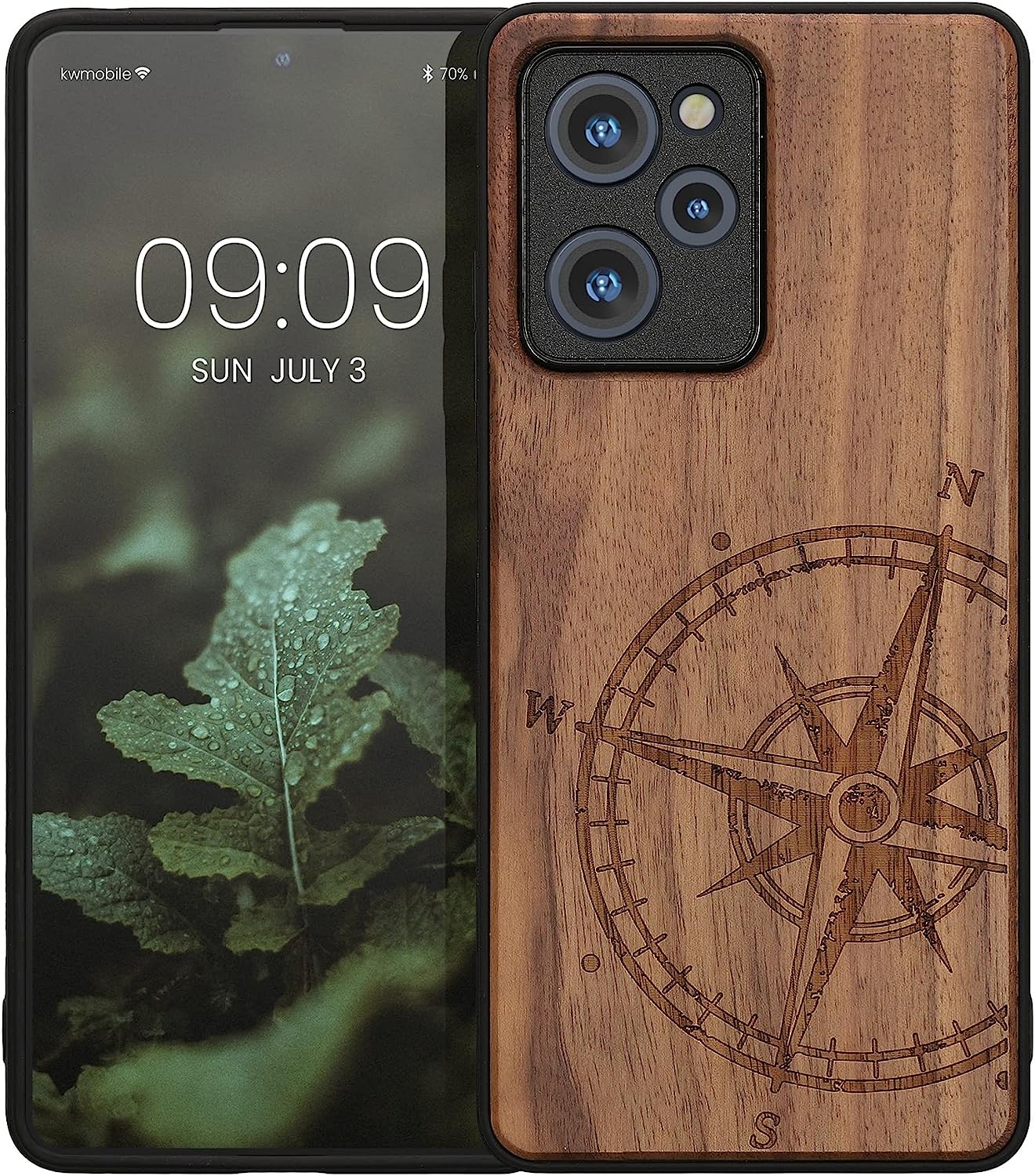 KW Xiaomi Poco X5 Pro 5G Θήκη από Φυσικό Ξύλο - Design Compass Vintage - Dark Brown - 60900.01
