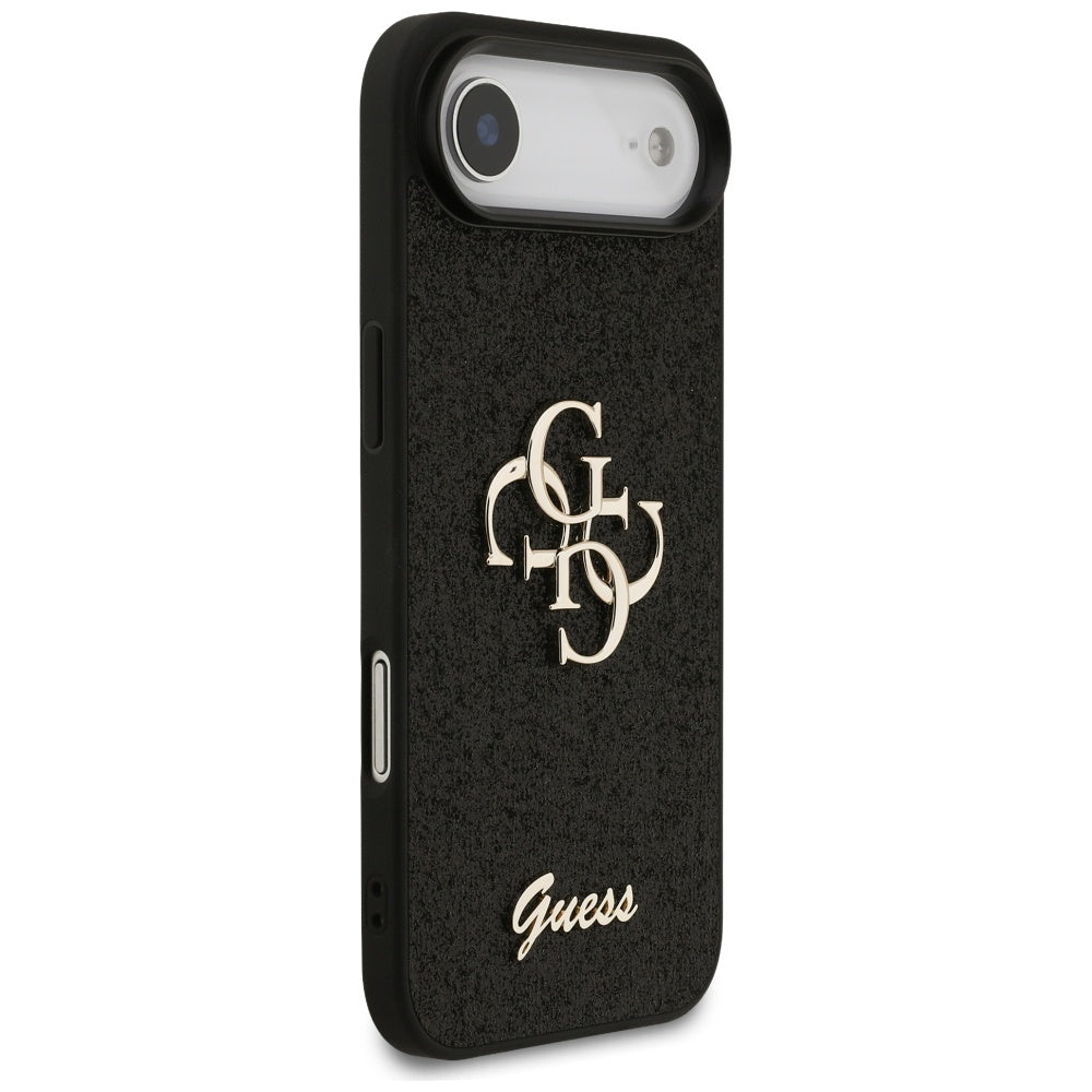 Guess iPhone Air - Fixed Glitter Big 4G - Σκληρή Θήκη με Πλαίσιο Σιλικόνης - Black - GUHCP17MHG4SGK